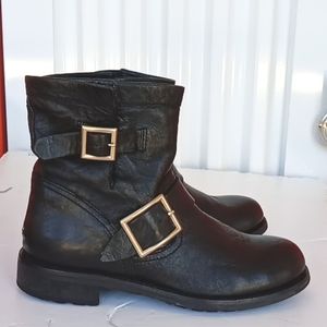 Jimmy Choo Buckled leather ankle boots sz 36.5 made in Italy